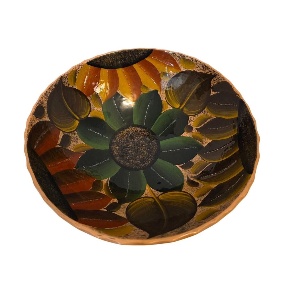 Mexican Talavera Pot Tripod Foot Hangable Earthy Floral Glazed Sunflowers Folksy
